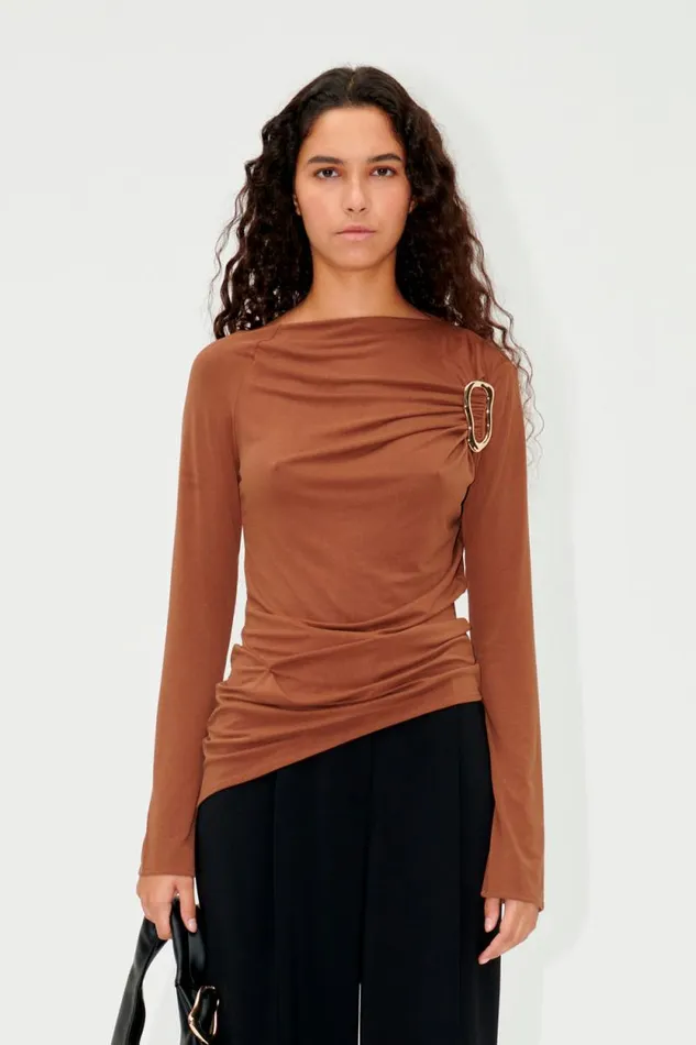Stine Goya Tops and Shirts SGYarah Blouse 8211 Brown 8211 Women