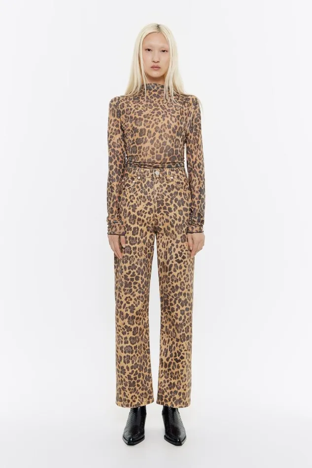 STRAIGHT CROPPED 8211 Beige Leopard Denim Jeans Leopard Natural Women Bimba Y Lola Denim
