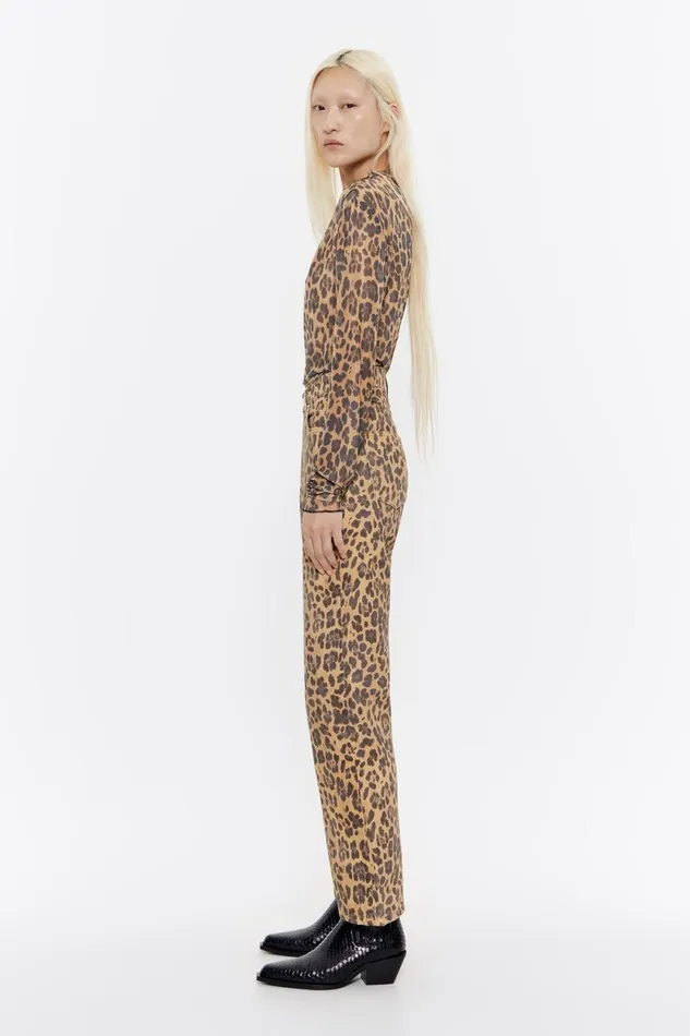 STRAIGHT CROPPED 8211 Beige Leopard Denim Jeans Leopard Natural Women Bimba Y Lola Denim