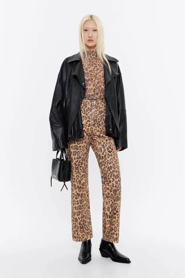 STRAIGHT CROPPED 8211 Beige Leopard Denim Jeans Leopard Natural Women Bimba Y Lola Denim