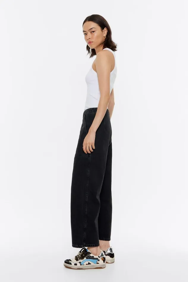 STRAIGHT CROPPED 8211 Black Wash Jeans Washed Denim Black Women Bimba Y Lola Trousers STRAIGHT CROPPED 8211 Black Wash Jeans Washed Denim Black Women Bimba Y Lola Trousers
