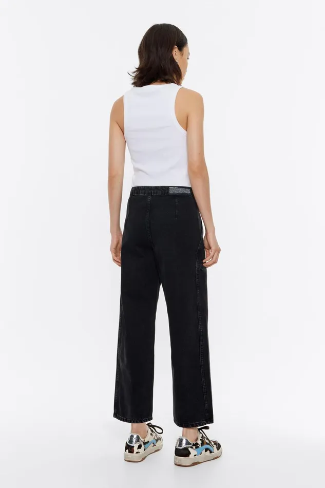STRAIGHT CROPPED 8211 Black Wash Jeans Washed Denim Black Women Bimba Y Lola Trousers STRAIGHT CROPPED 8211 Black Wash Jeans Washed Denim Black Women Bimba Y Lola Trousers