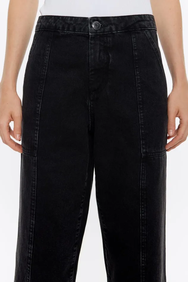 STRAIGHT CROPPED 8211 Black Wash Jeans Washed Denim Black Women Bimba Y Lola Trousers STRAIGHT CROPPED 8211 Black Wash Jeans Washed Denim Black Women Bimba Y Lola Trousers