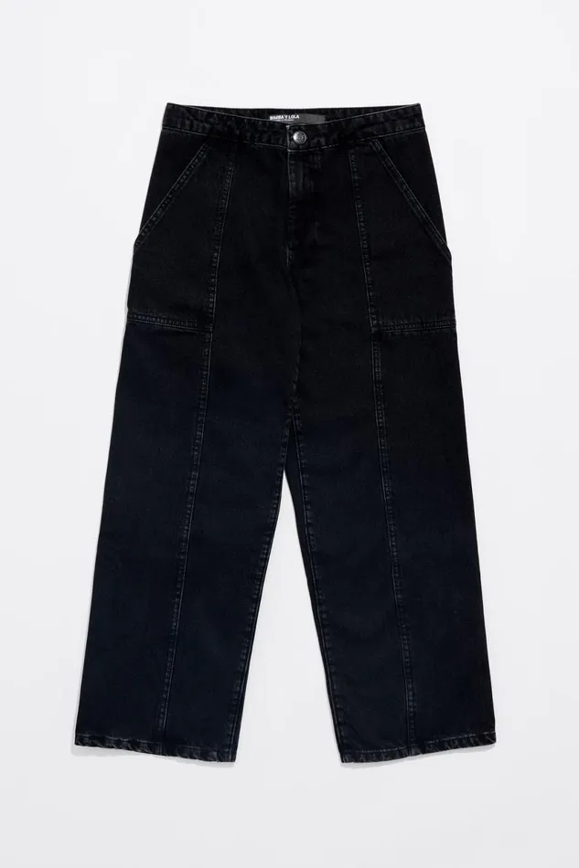 STRAIGHT CROPPED 8211 Black Wash Jeans Washed Denim Black Women Bimba Y Lola Trousers STRAIGHT CROPPED 8211 Black Wash Jeans Washed Denim Black Women Bimba Y Lola Trousers