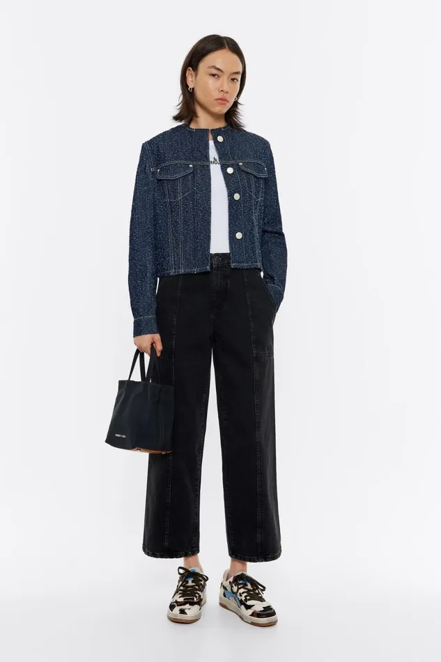 STRAIGHT CROPPED 8211 Black Wash Jeans Washed Denim Black Women Bimba Y Lola Trousers STRAIGHT CROPPED 8211 Black Wash Jeans Washed Denim Black Women Bimba Y Lola Trousers