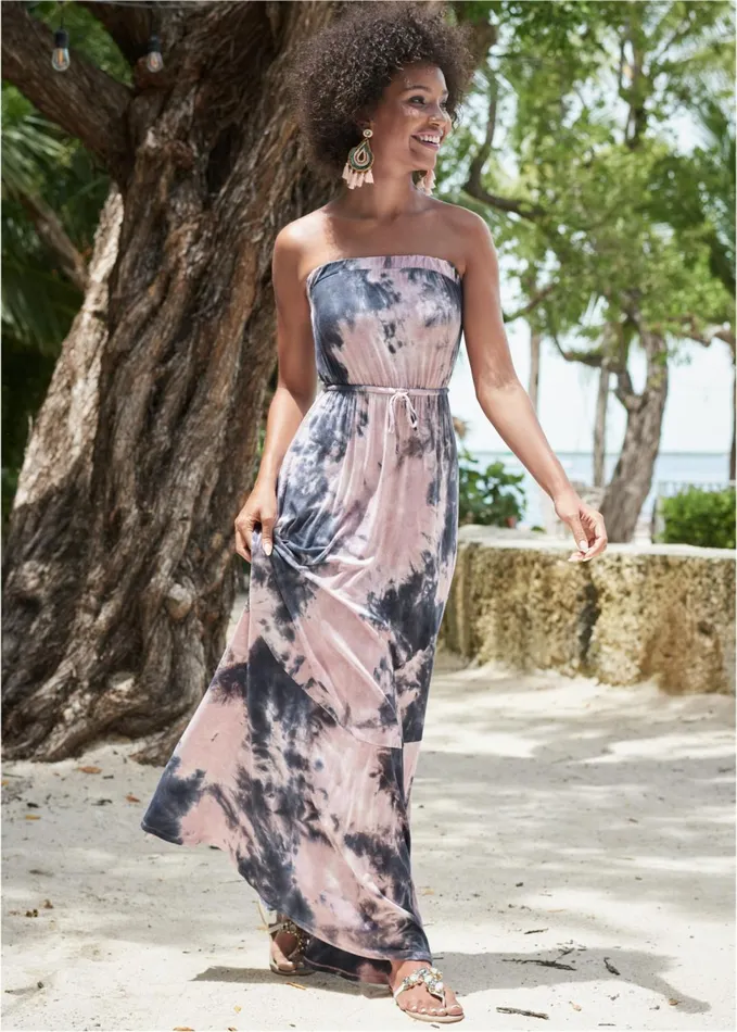 STRAPLESS MAXI DRESS Black Multi Women VENUS Sundresses
