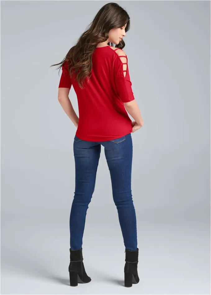 STRAPPY SURPLICE TOP Red Women VENUS Casual Tops