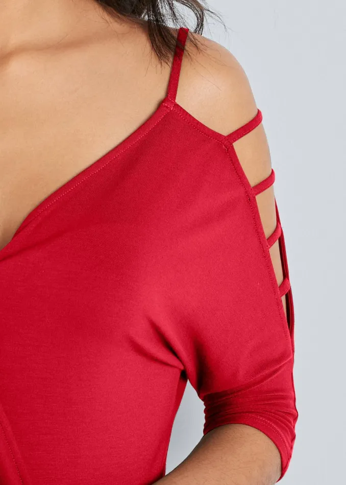 STRAPPY SURPLICE TOP Red Women VENUS Casual Tops