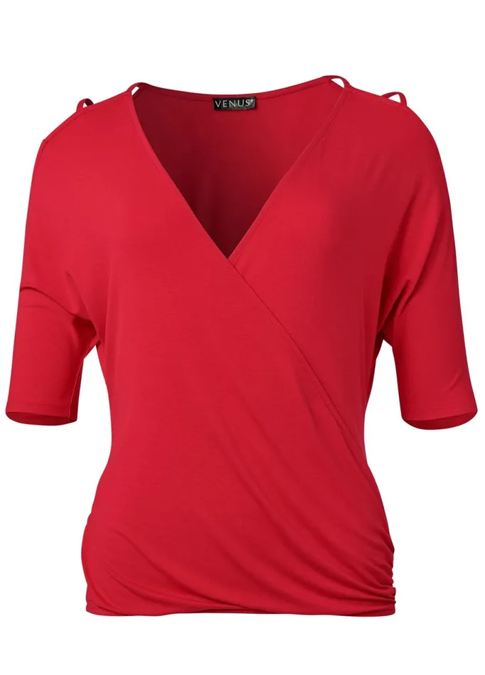 STRAPPY SURPLICE TOP Red Women VENUS Casual Tops