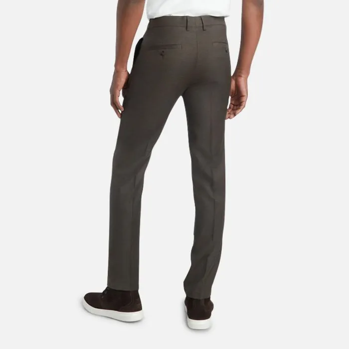 Stretch Micro Houndstooth Slim Fit Flex Waistband Flat Front Dress Pant Dark Choc Men Kenneth Cole Bottoms