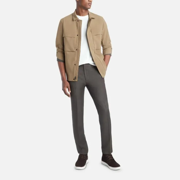 Stretch Micro Houndstooth Slim Fit Flex Waistband Flat Front Dress Pant Dark Choc Men Kenneth Cole Bottoms