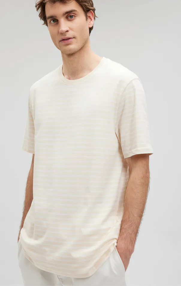 Striped Crew Neck TShirt In Shortbread Men Mavi Jeans TShirts