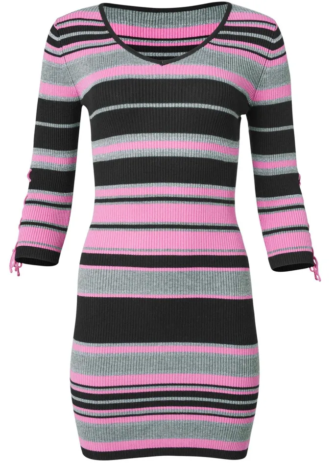 STRIPED SWEATER DRESS Pink Multi Women VENUS Short Dresses