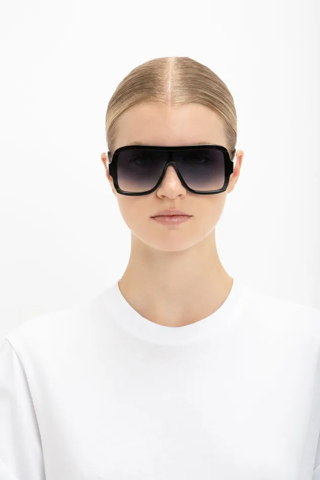 Sunglasses Women Victoria Beckham Layered Mask Sunglasses In Black Gradient