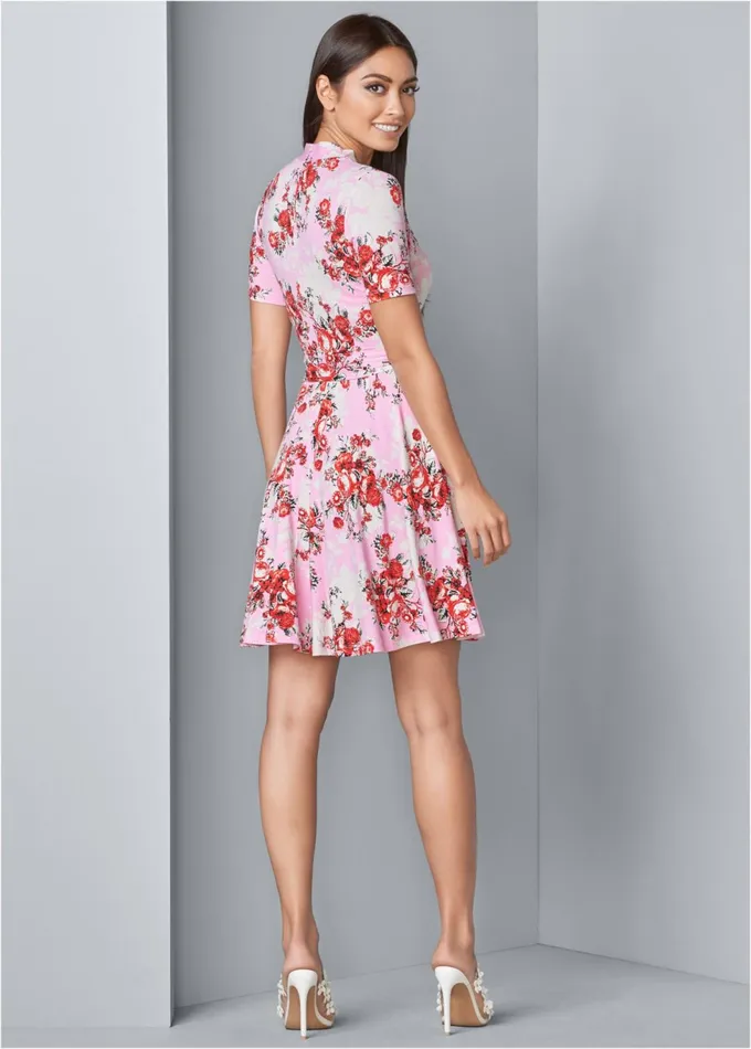 SURPLICE FLORAL DRESS Pink Multi Women VENUS Sundresses