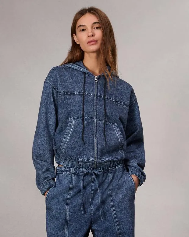 Sweaters and Sweatshirts Women Rag and Bone Miramar Fleece Davina Hoodie Cotton Fleece Topaz