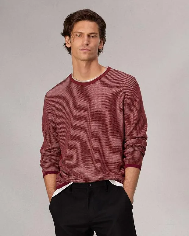 Sweaters Men Rag and Bone Harvey Crewneck Sweater Maroon