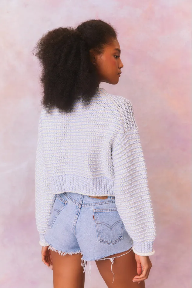Sweaters Women LoveShackFancy Koa Cotton Stripe Pullover Sweater Ocean Pearl