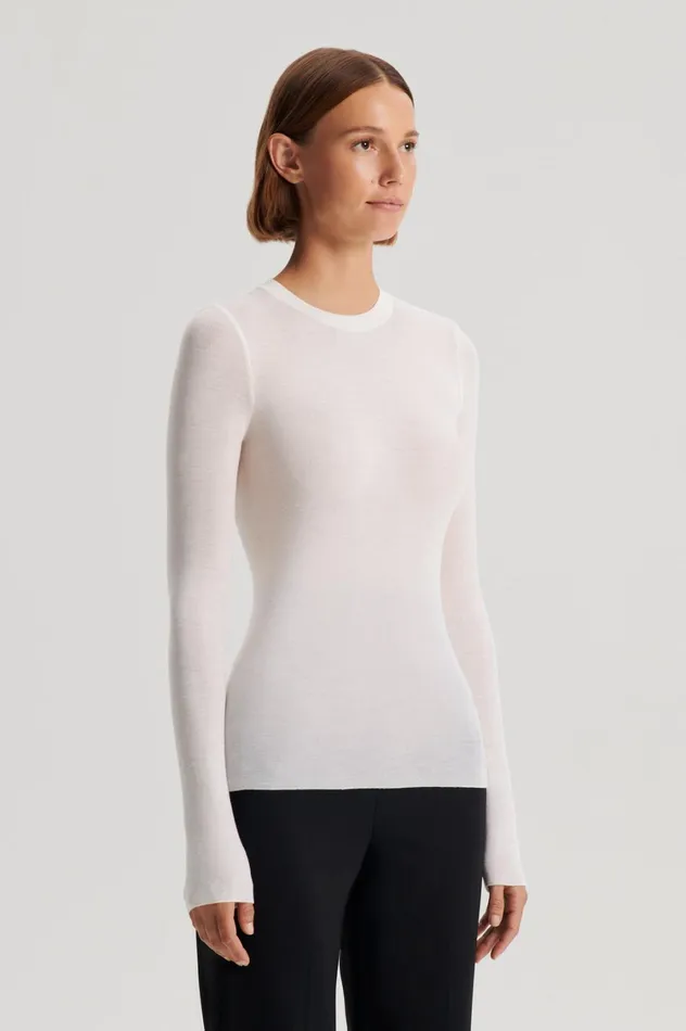 Sweaters Women Scanlan Theodore BABYWOOL CREW SWEATER Ivory Sweaters Women Scanlan Theodore BABYWOOL CREW SWEATER Ivory