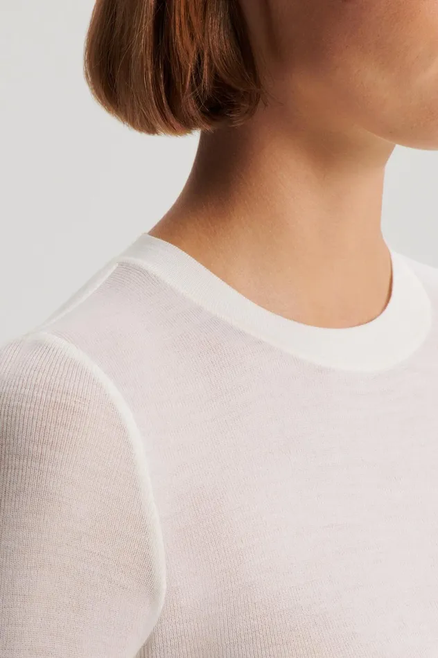 Sweaters Women Scanlan Theodore BABYWOOL CREW SWEATER Ivory Sweaters Women Scanlan Theodore BABYWOOL CREW SWEATER Ivory