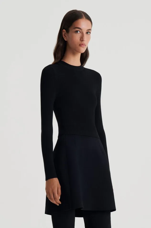 Sweaters Women Scanlan Theodore CREPE KNIT CREW NECK SWEATER Black Sweaters Women Scanlan Theodore CREPE KNIT CREW NECK SWEATER Black