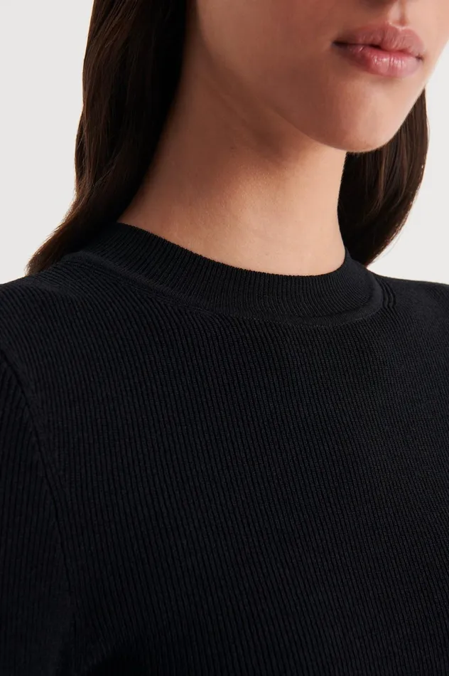 Sweaters Women Scanlan Theodore CREPE KNIT CREW NECK SWEATER Black Sweaters Women Scanlan Theodore CREPE KNIT CREW NECK SWEATER Black
