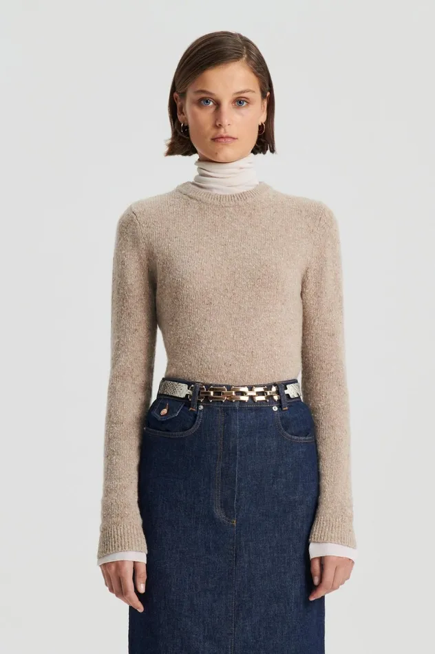 Sweaters Women Scanlan Theodore TWEED SWEATER Taupe Sweaters Women Scanlan Theodore TWEED SWEATER Taupe