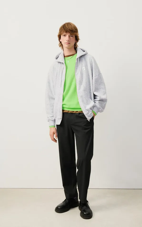 Sweatshirt Evona Melange Light Grey Men American Vintage Sweatshirts