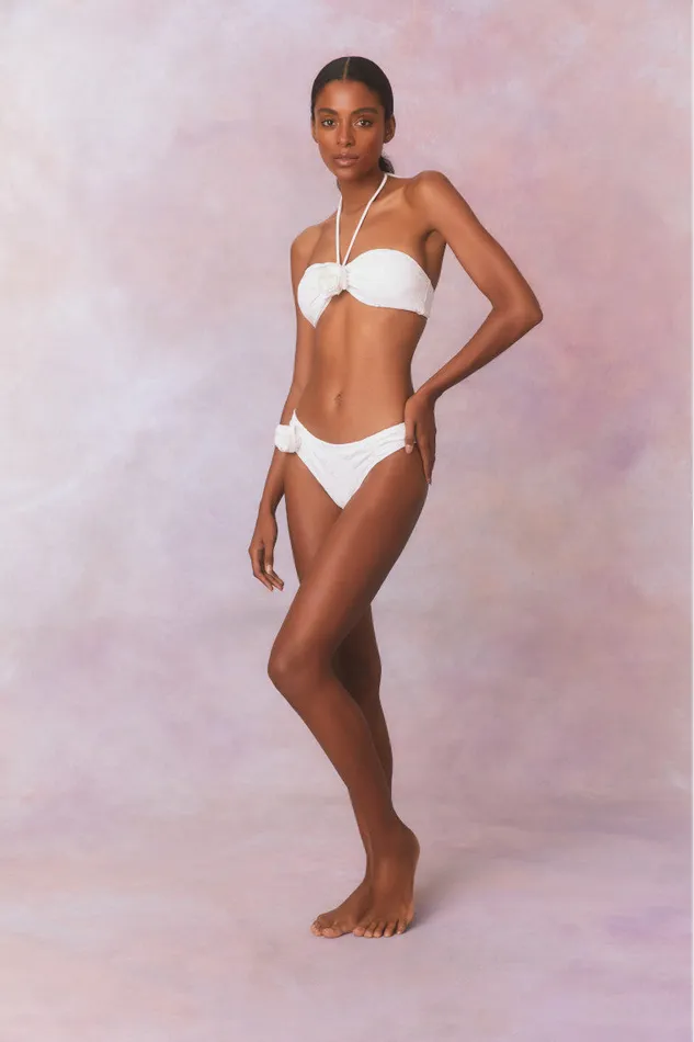 Swim Women LoveShackFancy Candace Bandeau Eyelet Bikini Swim Set Dover White