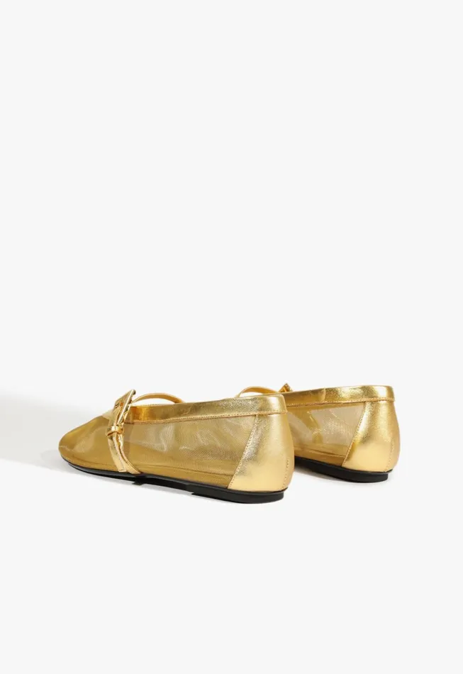 Sylvie Ballet Flat Gold Women Schutz Shoes Ballerinas