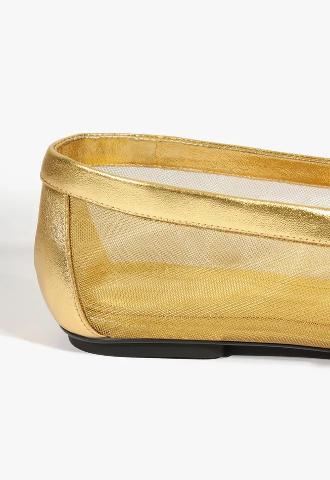 Sylvie Ballet Flat Gold Women Schutz Shoes Ballerinas