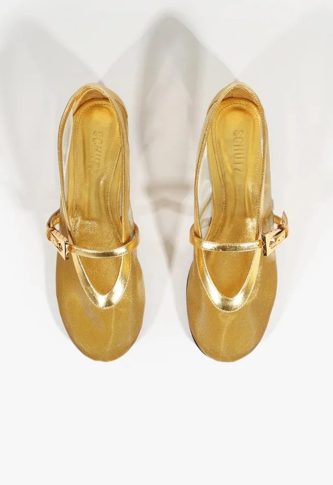 Sylvie Ballet Flat Gold Women Schutz Shoes Ballerinas