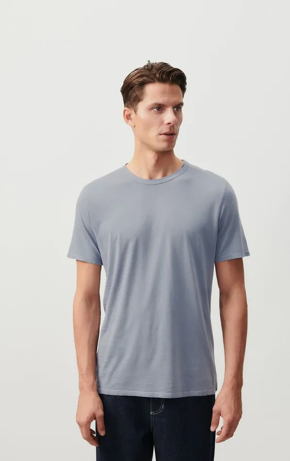 TShirt Devon Vintage Blue Grey Men American Vintage Short Sleeve TShirts