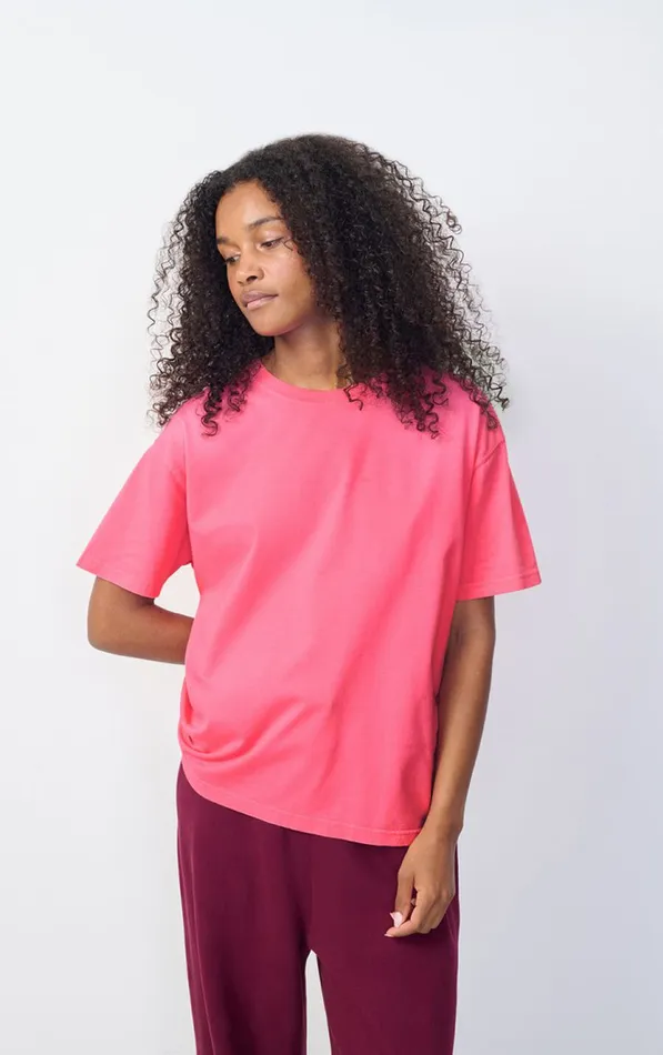 TShirt Fizvalley Fluo Pink Women American Vintage Short Sleeve TShirts