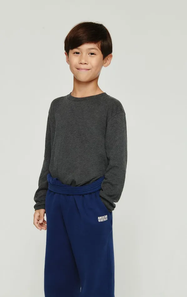 TShirt Gamipy Melange Charcoal Kids American Vintage Long Sleeve TShirts