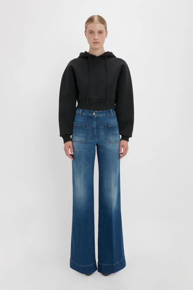 TShirts and Sweatshirts Women Victoria Beckham Cropped Neoprene Hoodie In Black TShirts and Sweatshirts Women Victoria Beckham Cropped Neoprene Hoodie In Black