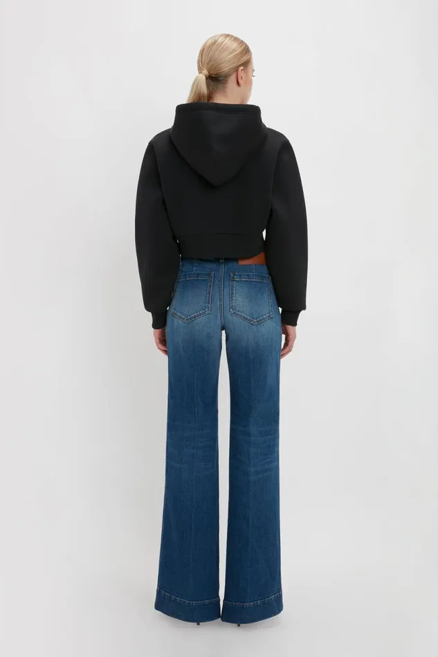 TShirts and Sweatshirts Women Victoria Beckham Cropped Neoprene Hoodie In Black
