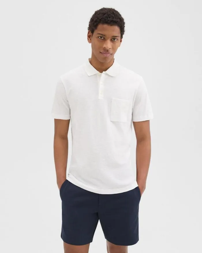 TShirts Polos Men Theory Bron Polo Shirt In Slub Cotton White