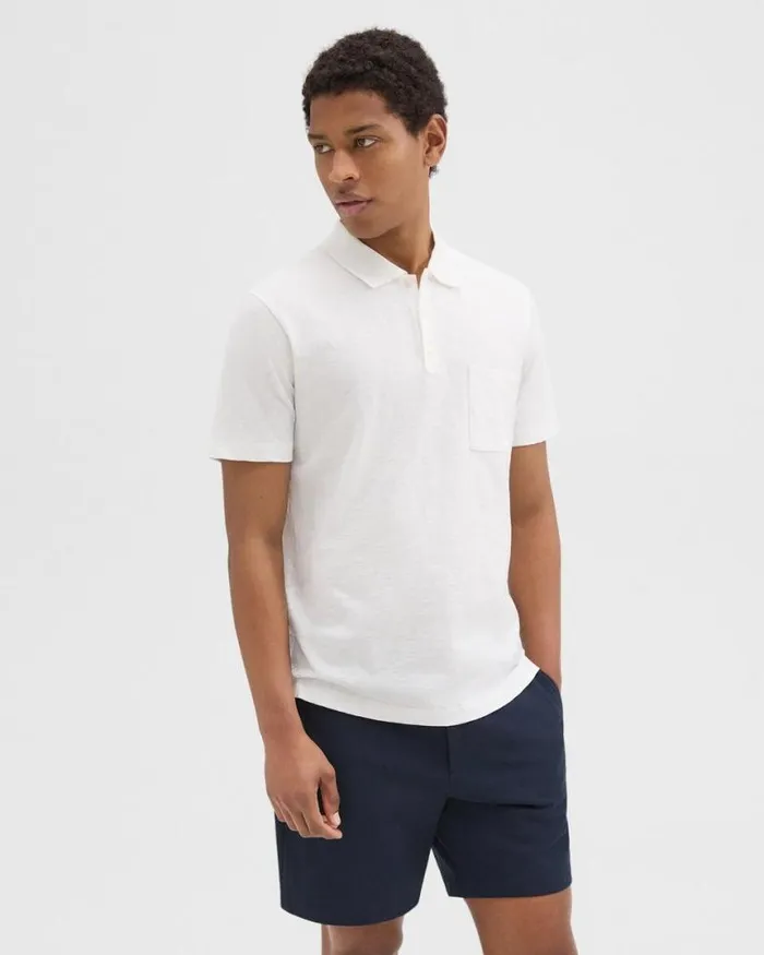 TShirts Polos Men Theory Bron Polo Shirt In Slub Cotton White TShirts Polos Men Theory Bron Polo Shirt In Slub Cotton White