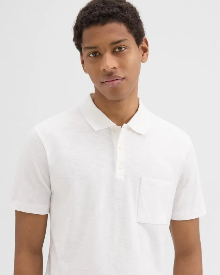 TShirts Polos Men Theory Bron Polo Shirt In Slub Cotton White TShirts Polos Men Theory Bron Polo Shirt In Slub Cotton White
