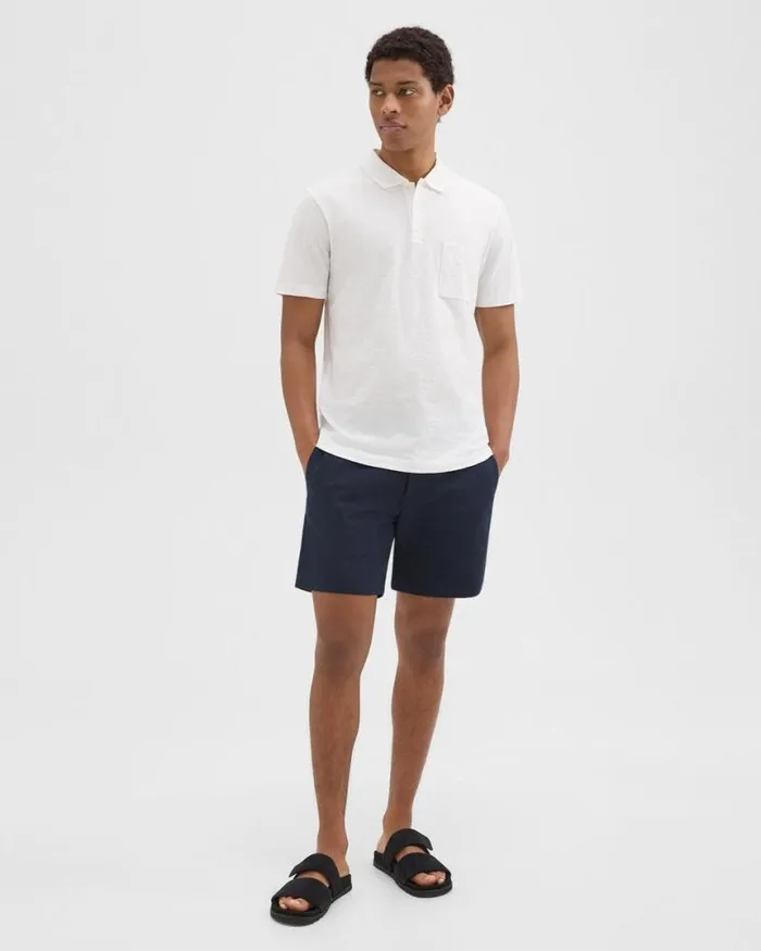 TShirts Polos Men Theory Bron Polo Shirt In Slub Cotton White TShirts Polos Men Theory Bron Polo Shirt In Slub Cotton White