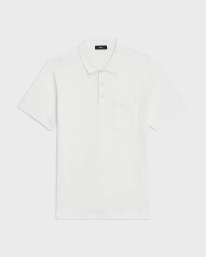 TShirts Polos Men Theory Bron Polo Shirt In Slub Cotton White TShirts Polos Men Theory Bron Polo Shirt In Slub Cotton White