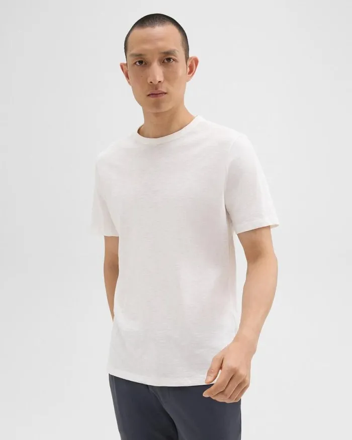 TShirts Polos Men Theory Essential Tee In Cosmos Slub Cotton White