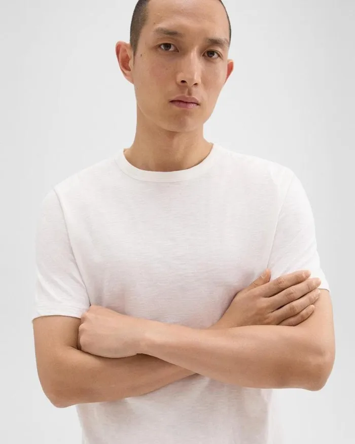 TShirts Polos Men Theory Essential Tee In Cosmos Slub Cotton White TShirts Polos Men Theory Essential Tee In Cosmos Slub Cotton White