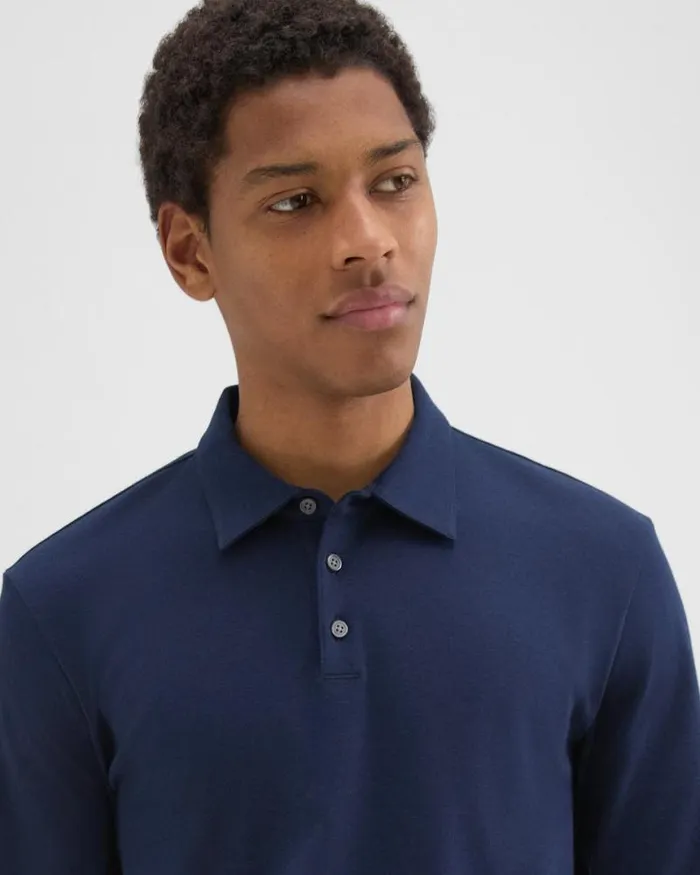 TShirts Polos Men Theory LongSleeve Polo Shirt In Cotton Jersey Baltic