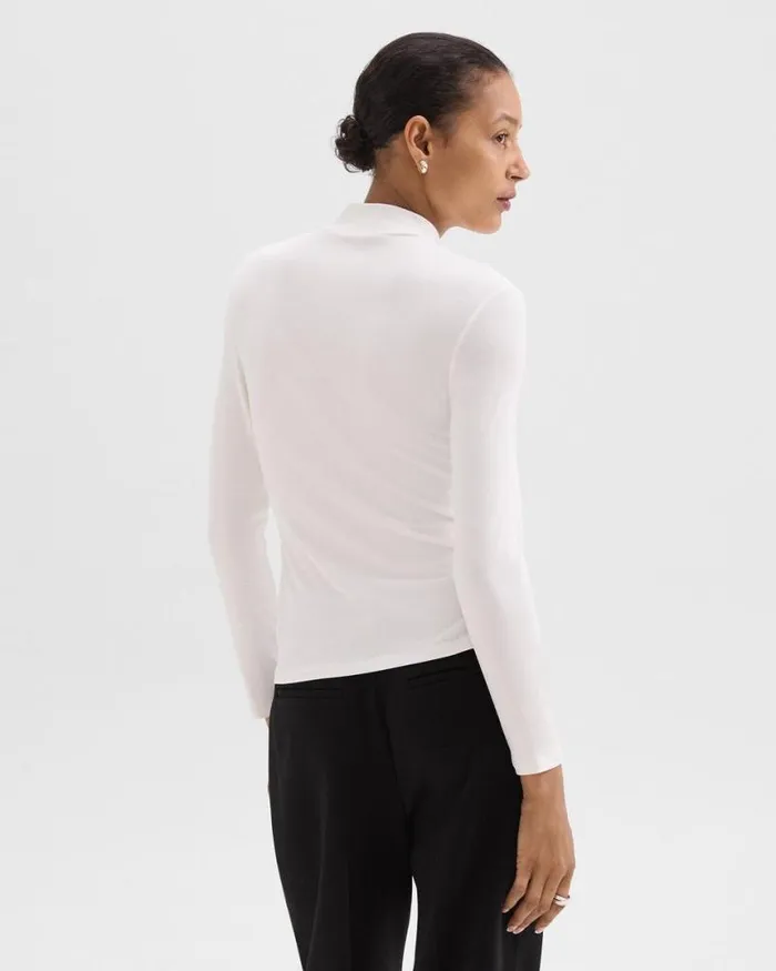 TShirts Tank Tops Women Theory Mock Neck Top In Rib Knit Viscose White TShirts Tank Tops Women Theory Mock Neck Top In Rib Knit Viscose White