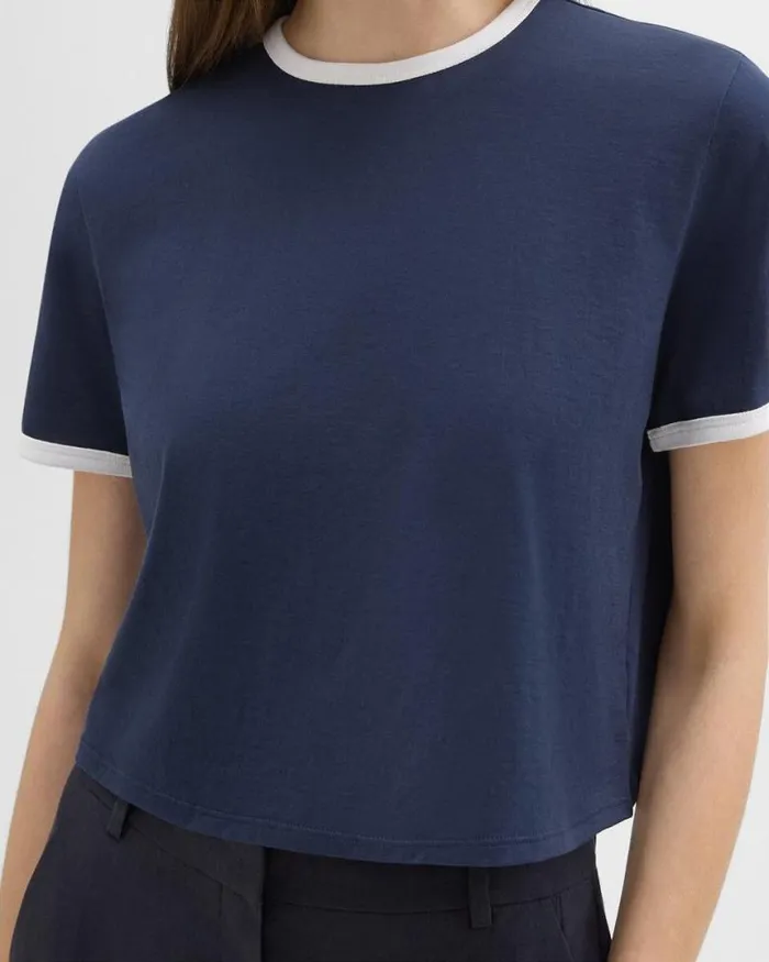 TShirts Tank Tops Women Theory Ringer Tee In Organic Cotton Nocturne Navywhite TShirts Tank Tops Women Theory Ringer Tee In Organic Cotton Nocturne Navywhite
