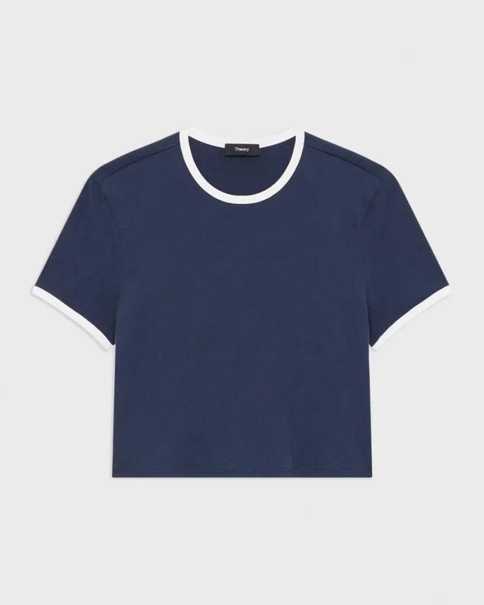 TShirts Tank Tops Women Theory Ringer Tee In Organic Cotton Nocturne Navywhite TShirts Tank Tops Women Theory Ringer Tee In Organic Cotton Nocturne Navywhite