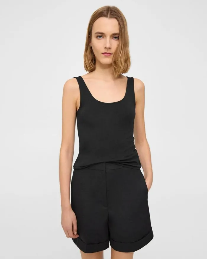 TShirts Tank Tops Women Theory Scoop Neck Tank In Stretch Cotton Black