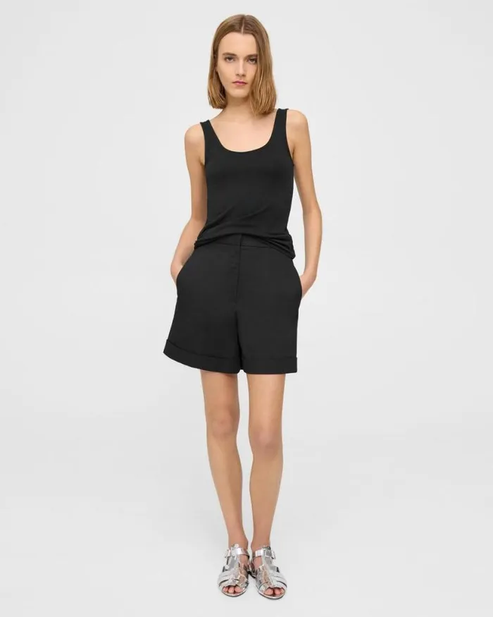 TShirts Tank Tops Women Theory Scoop Neck Tank In Stretch Cotton Black TShirts Tank Tops Women Theory Scoop Neck Tank In Stretch Cotton Black